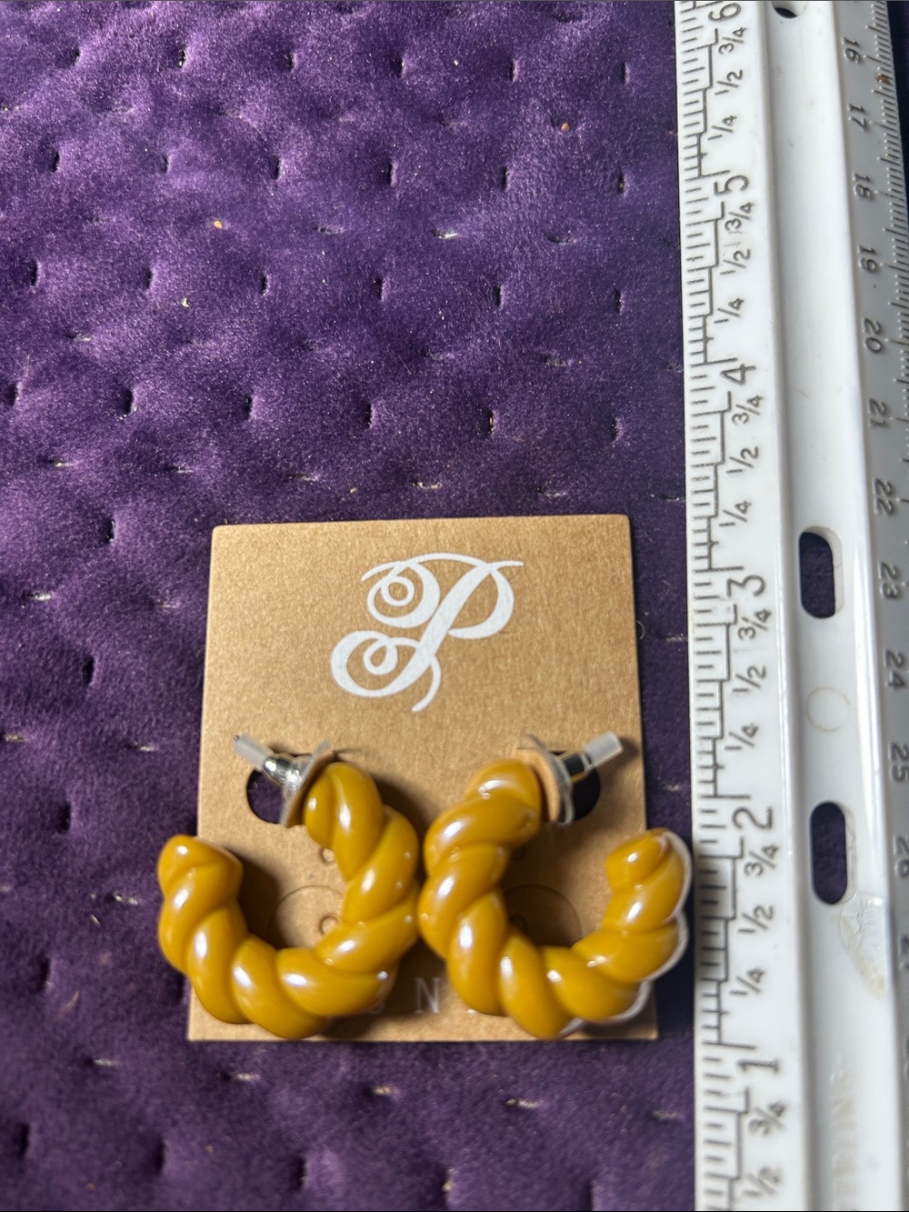 Twisted Hoop Earrings in Mustard Yellow